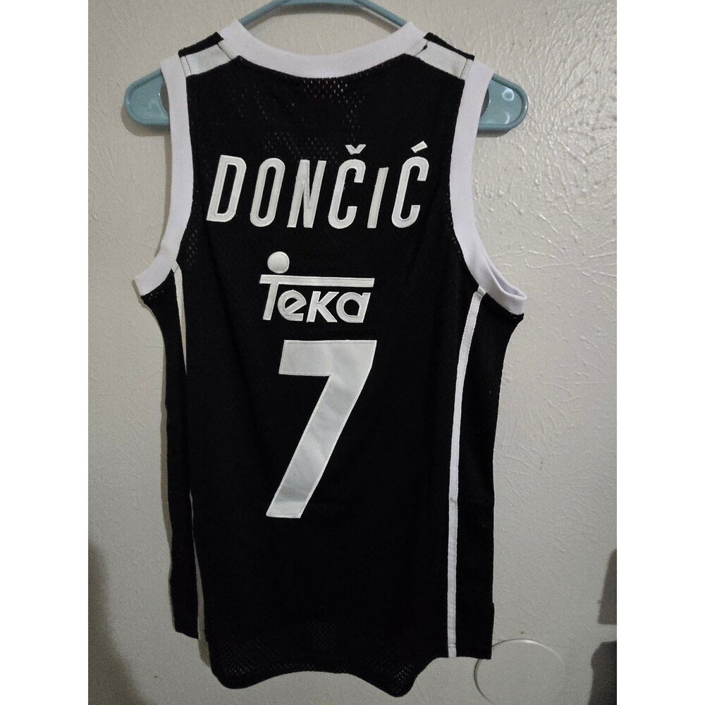 NWT Black Doncic Dončić #7*European Jersey*Size Small*Embroidered Stitch*Super!!
